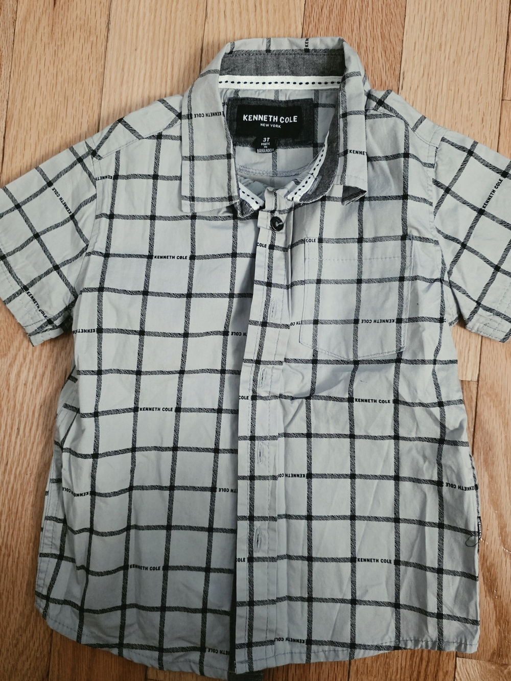 Kenneth Cole Men's Gray Windowpane Short-Sleeve Polo